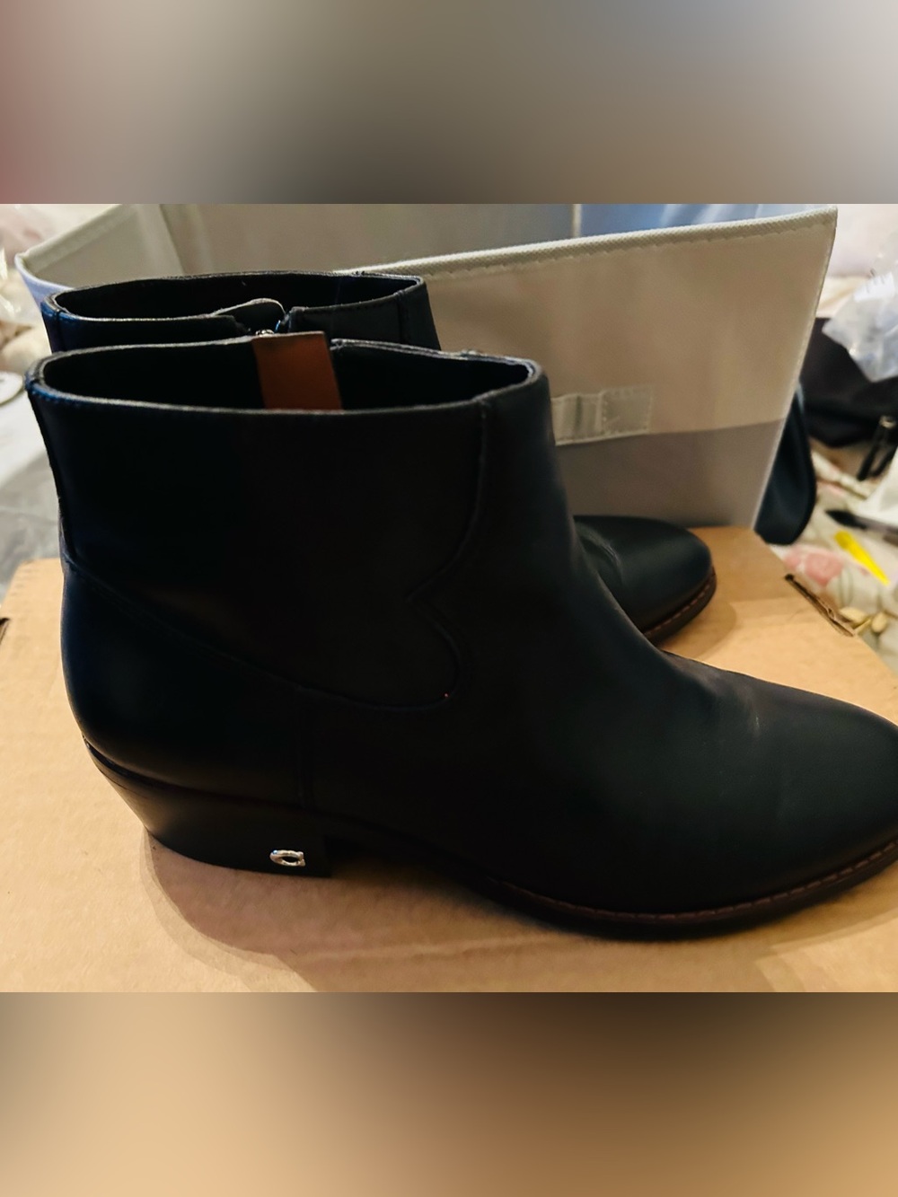 Coach Women's Black Ankle Boots - Sleek Leather Chelsea Style NWOT